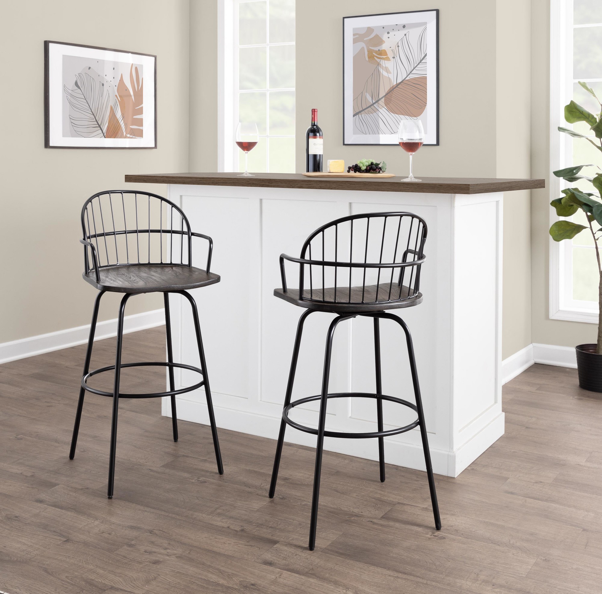 Riley Claire 30" Fixed-height Barstool With Arms - Set Of 2